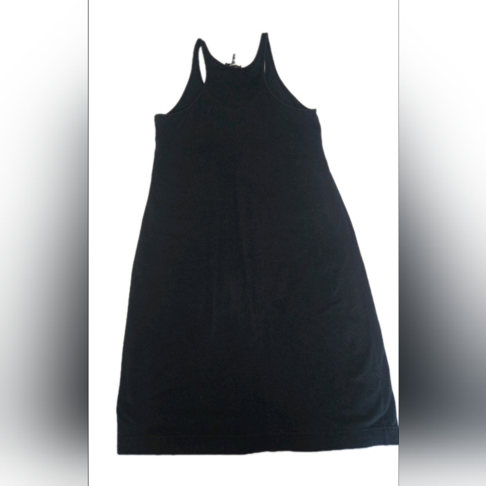 DKNY Classic Black Cotton Blend Full Length Dress